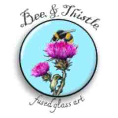 Bee and Thistle Fused Glass Art