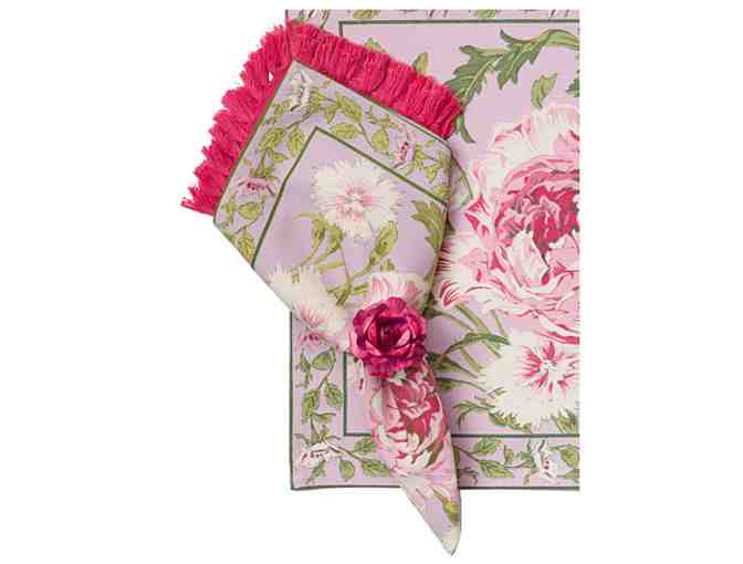 April Cornell Rose Nouveau 60x90 Tablecloth and 8 Napkins