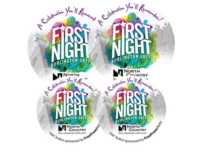 2 Adult and 2 Children Buttons for First Night Burlington