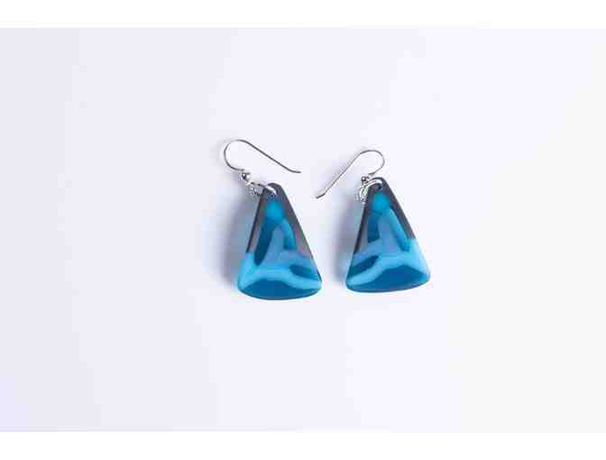Lovely Glass Earrings in Blue From Cherie Marshall Glass Art