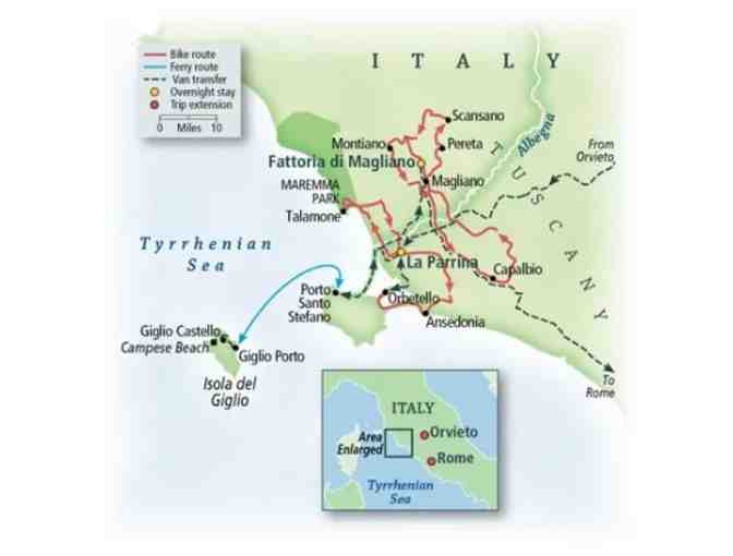 Italy:  Guided Biking Tour through Southern Tuscany & Giglio for Two including airfare*
