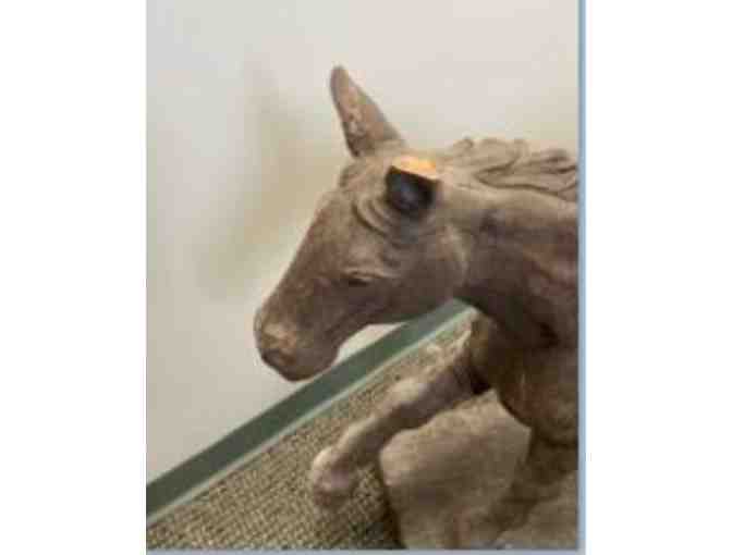Hand-carved and Hand-painted Wooden Galloping Horse from the Taisho Period