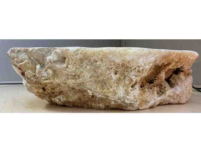 Indonesia Alabaster Stone Basin, Hand Carved from Natural Stone Boulder