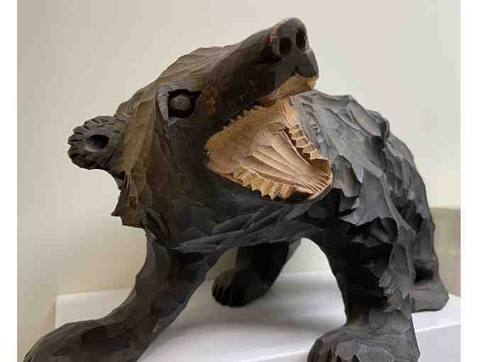 Japanese Fine Hand-Carved Wooden Carving of a Bear