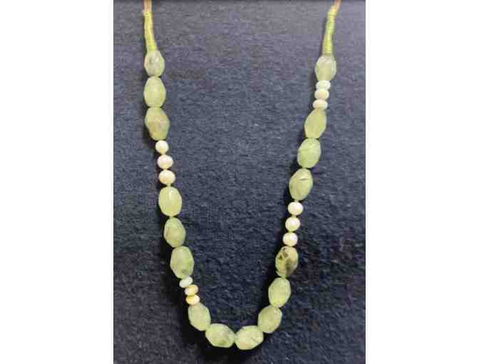 Prehnite, Pearl, Amazonite and Leather Necklace  and $20 Gift Card from A Little Something