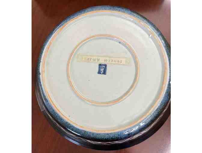 One of a Kind Blue Flowers Stoneware Vessel