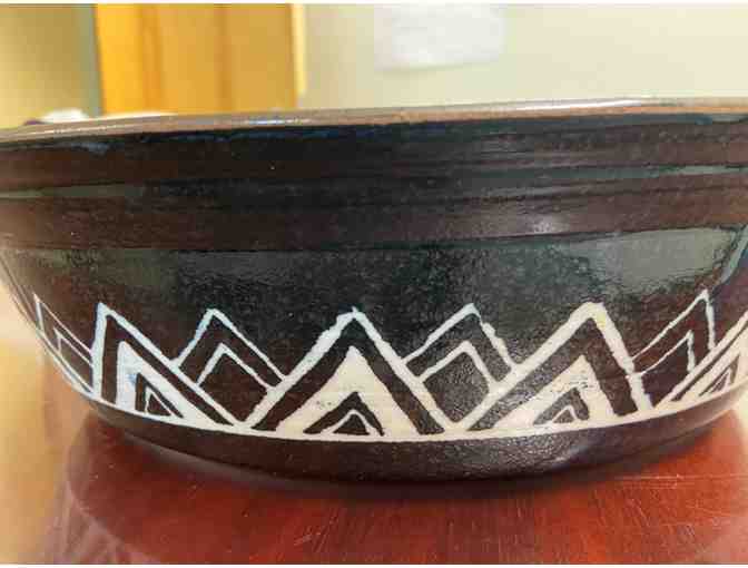 One of a Kind Blue Flowers Stoneware Vessel