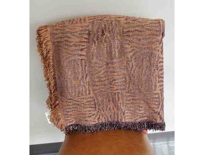 Textillery Weavers: Brown Patterned Jacquard Chenille Throw