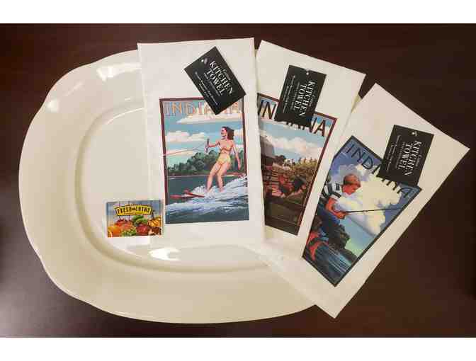 Large Serving Platter + 3 Indiana Kitchen Towels + $25 Fresh Thyme Gift Card