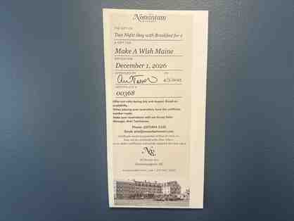 Nonantum $1,000 Gift Certificate for two Night Stay w/breakfast for 2