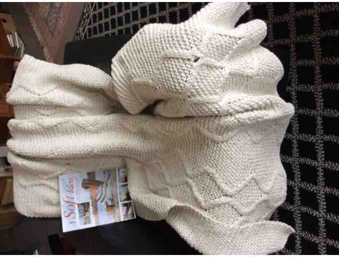 Beautiful 100% cotton hand-knit thick throw - from A Soft Idea