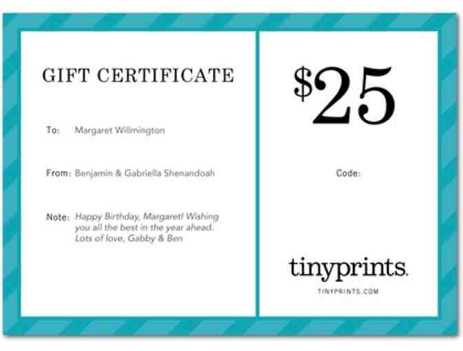 TinyPrints.com - $25 Gift Certificate