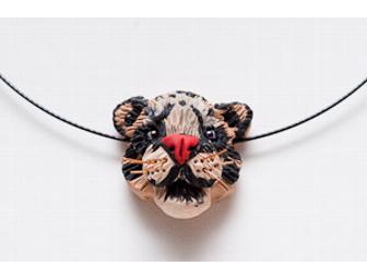 Clouded Leopard Clay Pendant Necklace