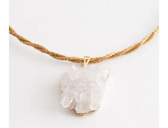 Brazilian White Crystal Pendant on a Capim Dourado (Golden Grass) Necklace