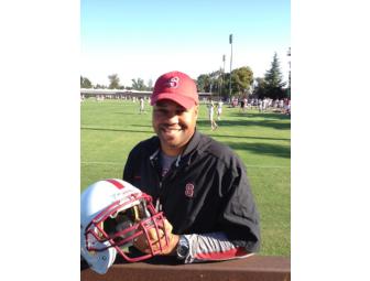 Stanford Football helmet autographed by Coach David Show