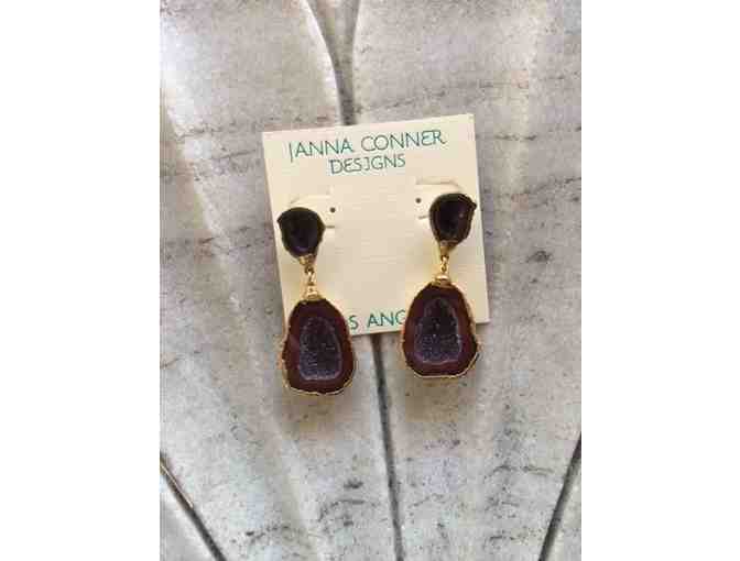Janna Conner Designs - Gold Burgundy Geode Merle Earring