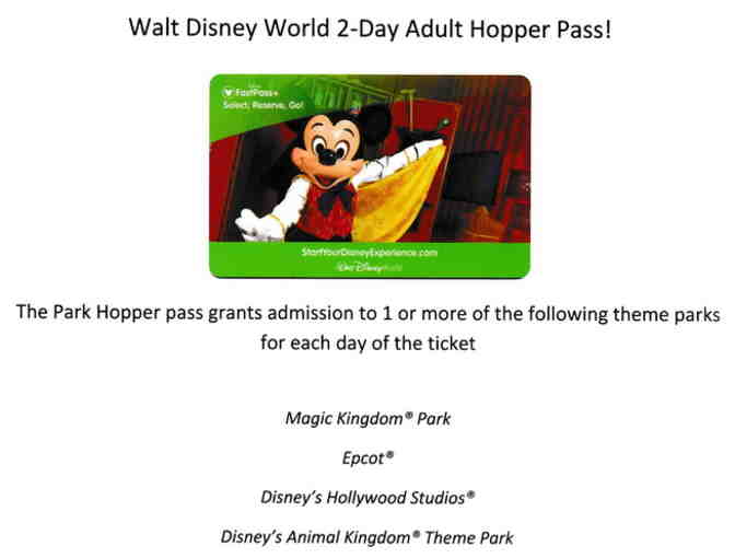 Walt Disney World 2 Day Adult Hopper Pass and more