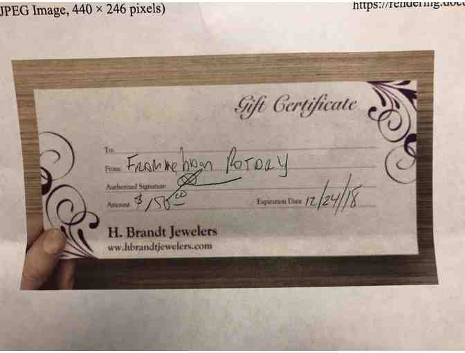 $150 Gift Certificate to H. Brandt Jewelry