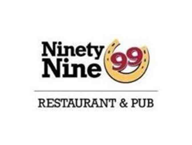$50 gift certificate for Ninety Nine (99) Resturant