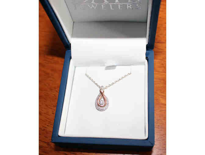 Diamond Necklace in Sterling Silver and 10 kt Rose (1/7 ct tw)