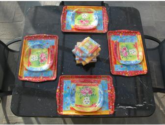 Tray set with Matching Plates and Napkins