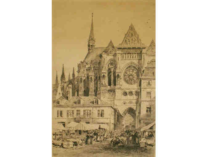 Axel Herman Haig Etching of Reims Cathedral
