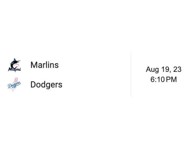 Los Angeles Dodgers vs Miami Marlins at Dodger Stadium: Four Tickets + Parking