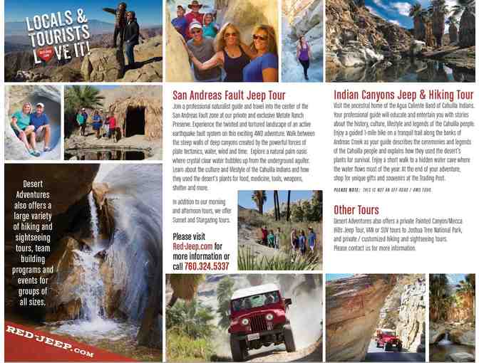 Desert Adventures Red Jeep Tour - $50 Gift Certificate for San Andreas Fault Jeep Tour*