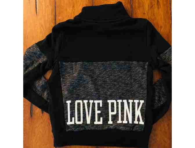 Victoria's Secret 'PINK' Pullover Half-Zip Colorblock Sweatshirt Heathered Grey/Black (XS)