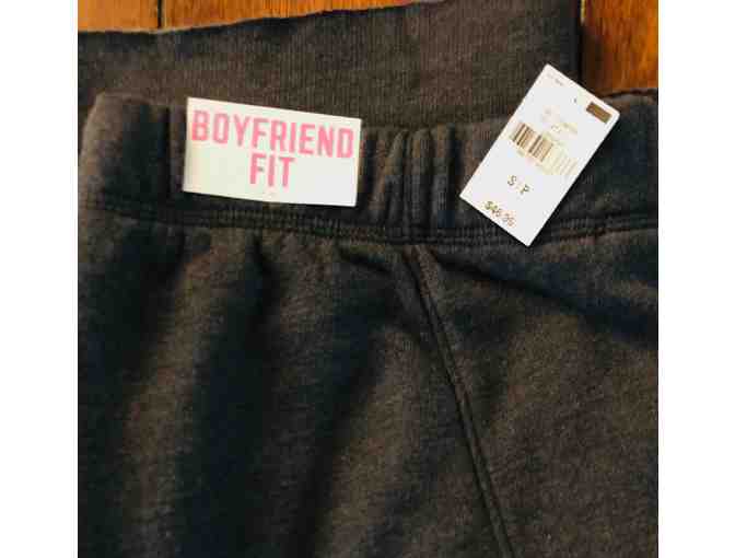 Victoria's Secret PINK Boyfriend Sweatpants in Grey with Side Stripes (Small)