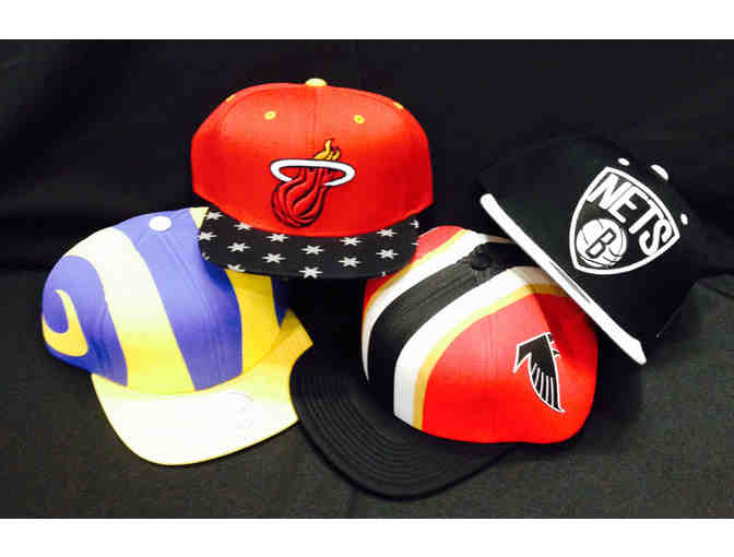 Mitchell & Ness 4 adjustable snapback hats (Nets/Heat/Falcons/Rams)