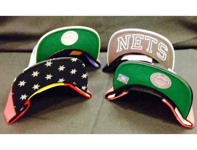 Mitchell & Ness 4 adjustable snapback hats (Nets/Heat/Falcons/Rams)