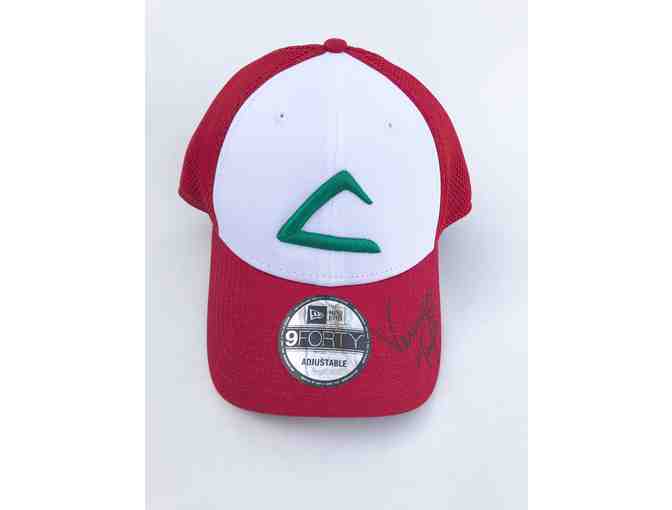 Autographed Pokemon Ash hat and Pikachu trading card