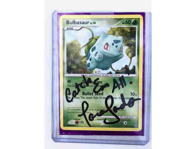Autographed Pokemon Bulbasaur Plush and trading card