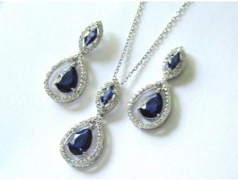STERLING SILVER & SAPPHIRE BLUE CZ SET