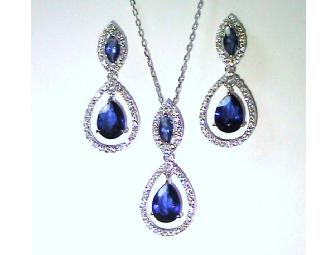STERLING SILVER & SAPPHIRE BLUE CZ SET