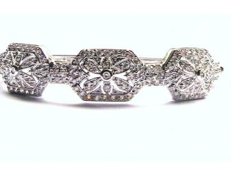STERLING SILVER & BRILLIANT CZ FLOWER BRACELET