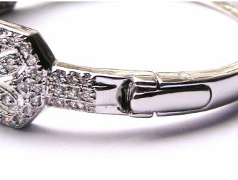 STERLING SILVER & BRILLIANT CZ FLOWER BRACELET