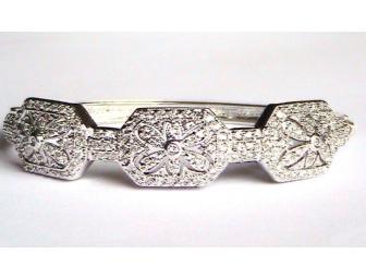 STERLING SILVER & BRILLIANT CZ FLOWER BRACELET