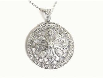 STERLING SILVER & ROUND BRILLIANT CZ PENDANT NECKL