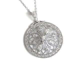 STERLING SILVER & ROUND BRILLIANT CZ PENDANT NECKL