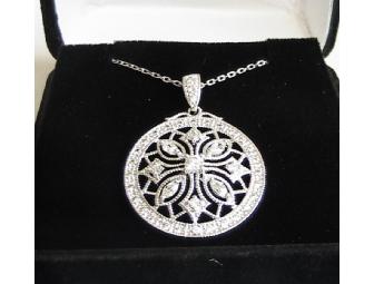 STERLING SILVER & ROUND BRILLIANT CZ PENDANT NECKL