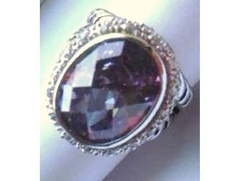 STERLING SILVER & AMETHYST CZ OVAL RING
