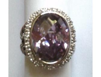 STERLING SILVER & AMETHYST CZ OVAL RING