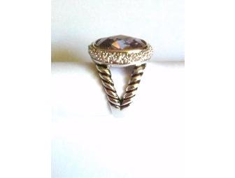 STERLING SILVER & AMETHYST CZ OVAL RING