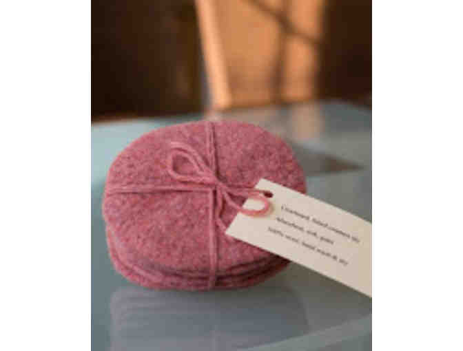 6 Hand-Crocheted, Felted Drink Coasters - Salmon