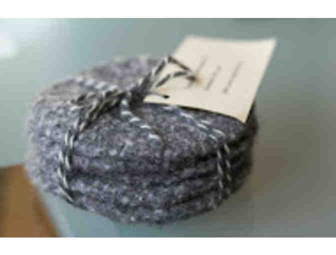 6 Hand-Crocheted, Felted Drink Coasters - Marble Grey