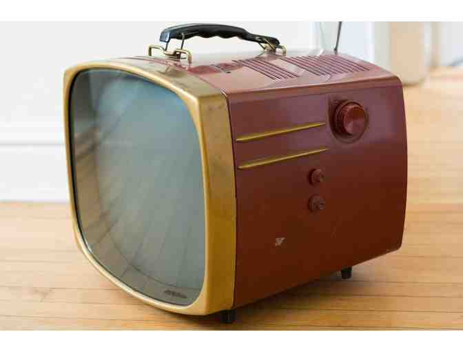 Vintage Television- Dark Red with Gold-Colored Trim
