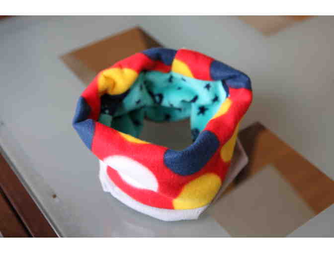 Cozy, Reversible Fleece Scarf - Colorful Space Theme with Red, Blue, Gold, and More