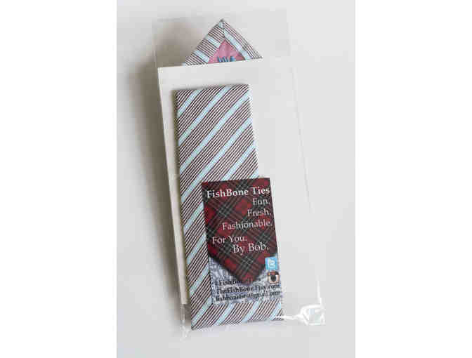 FishBone Ties - Blue/Black Striped Necktie